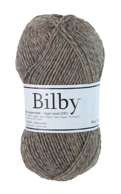 maDDma 50g Sockenwolle Bilby Countrystyle, verschiedene Farben Häkelwolle, 175 m, grau-sand meliert