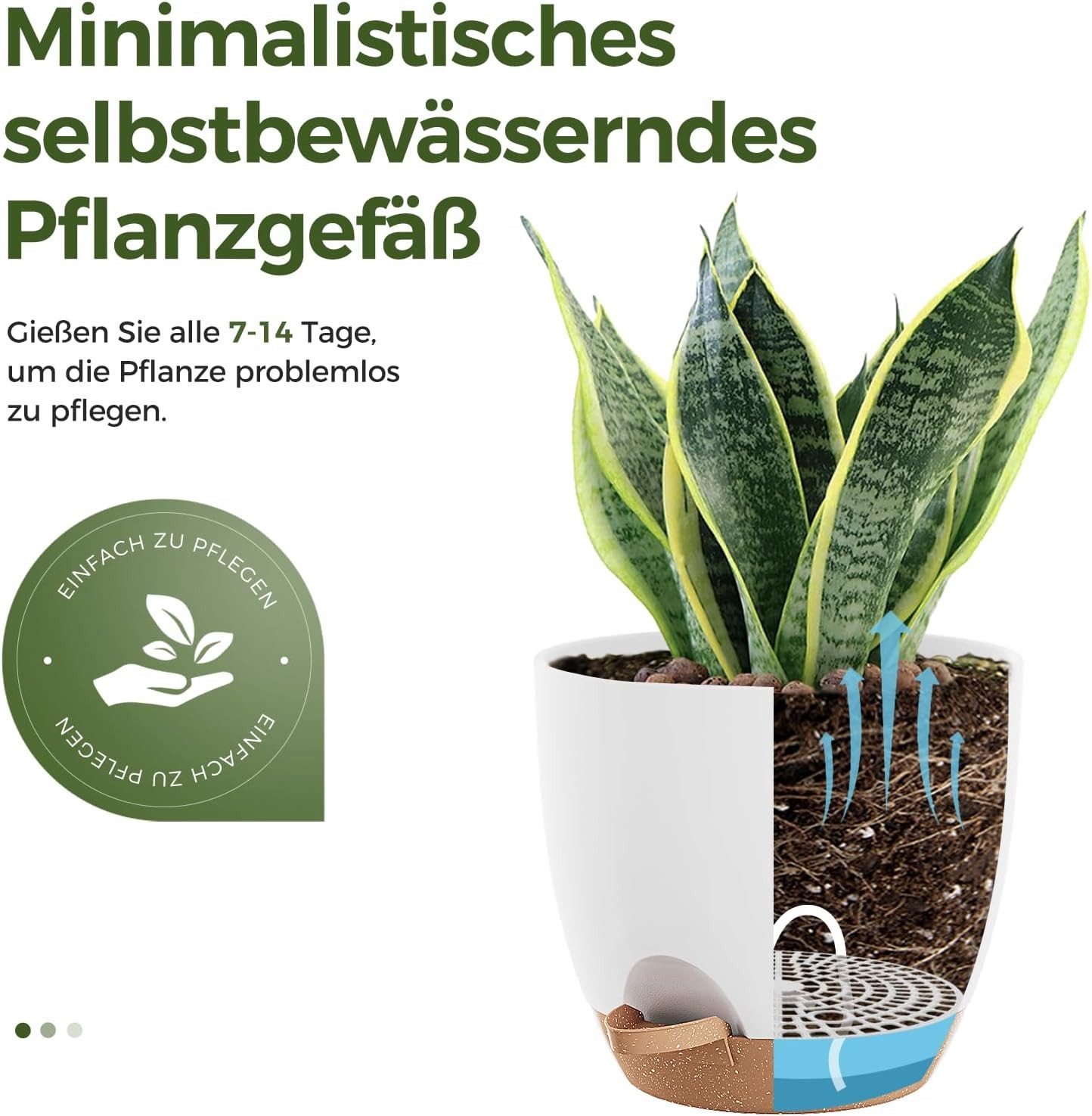 ibettertec Pflanzkübel Übertopf 16.5 cm Durchmesser (Selbstbewässerungstopf für Fensterbank und Küche – für Kräuter, Basilikum, Petersilie, Schnittlauch usw), geeignet für den Innen- und Außenbereich( weiß, Ø16.5cm 4er-Pack )