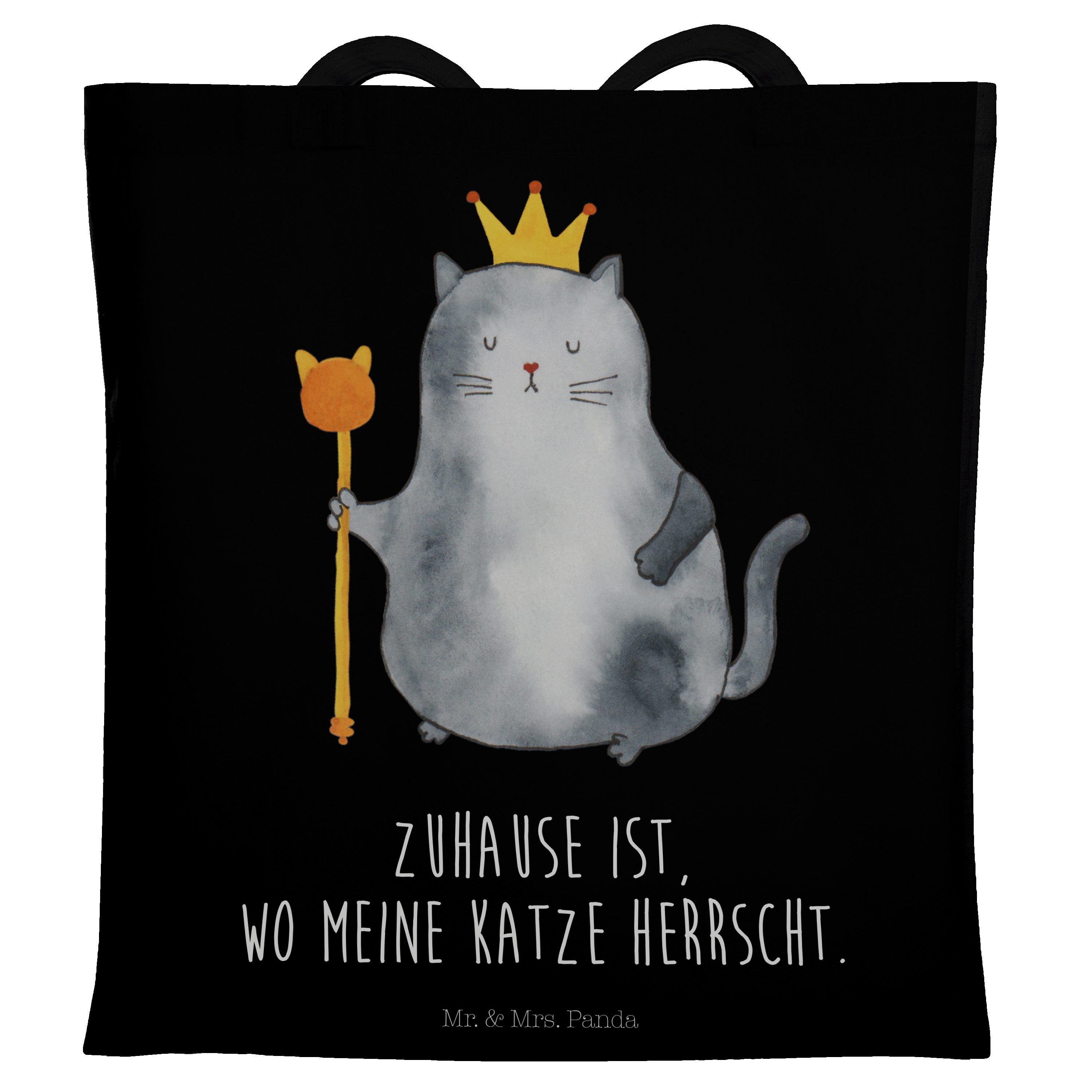 Mr. & Mrs. Panda Tragetasche Katzen Koenig - Schwarz - Geschenk, Katzenbesitzerin, Katzenfan, Kron (1-tlg)