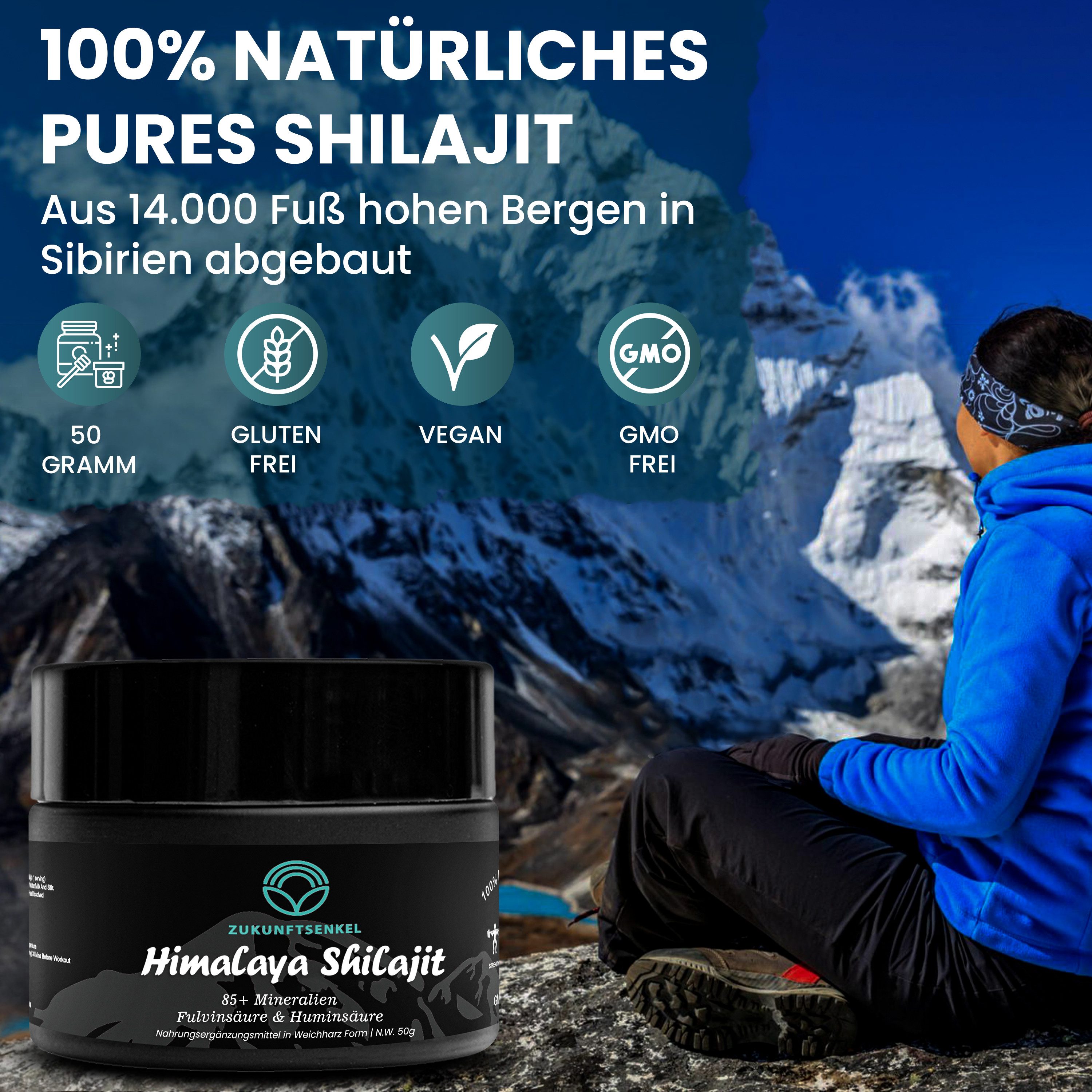 ZUKUNFTSENKEL Shilajit Himalaya 30g 3er Pack Resin / Harz, Mumijo Resin à 3 St., 30 g, Vegan, 85+ Minerale
