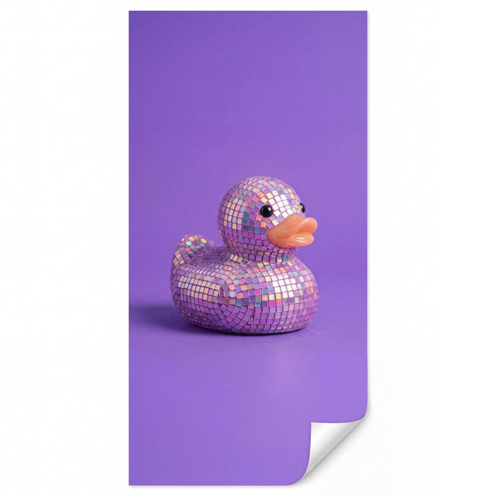 OnlyWow Fototapete Disco - Ente - Lila, Matt, bedruckt, Wandtapete, Schlafzimmer, Wanddekoration 100x220cm