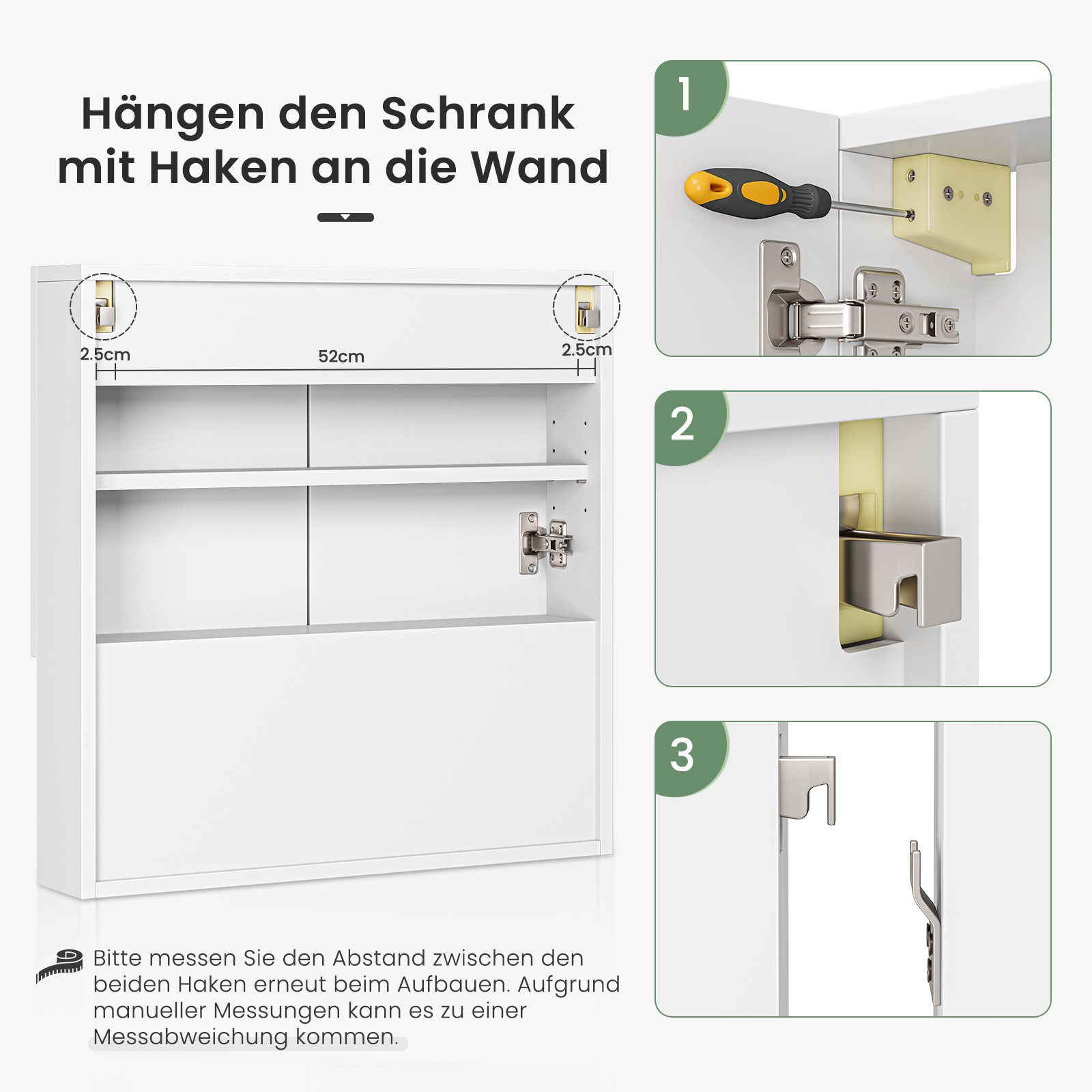 Dripex Spiegelschrank Badezimmerschrank mit Spiegel Badschrank mit verstellbarem Einlegeboden – Bild 3 von 5