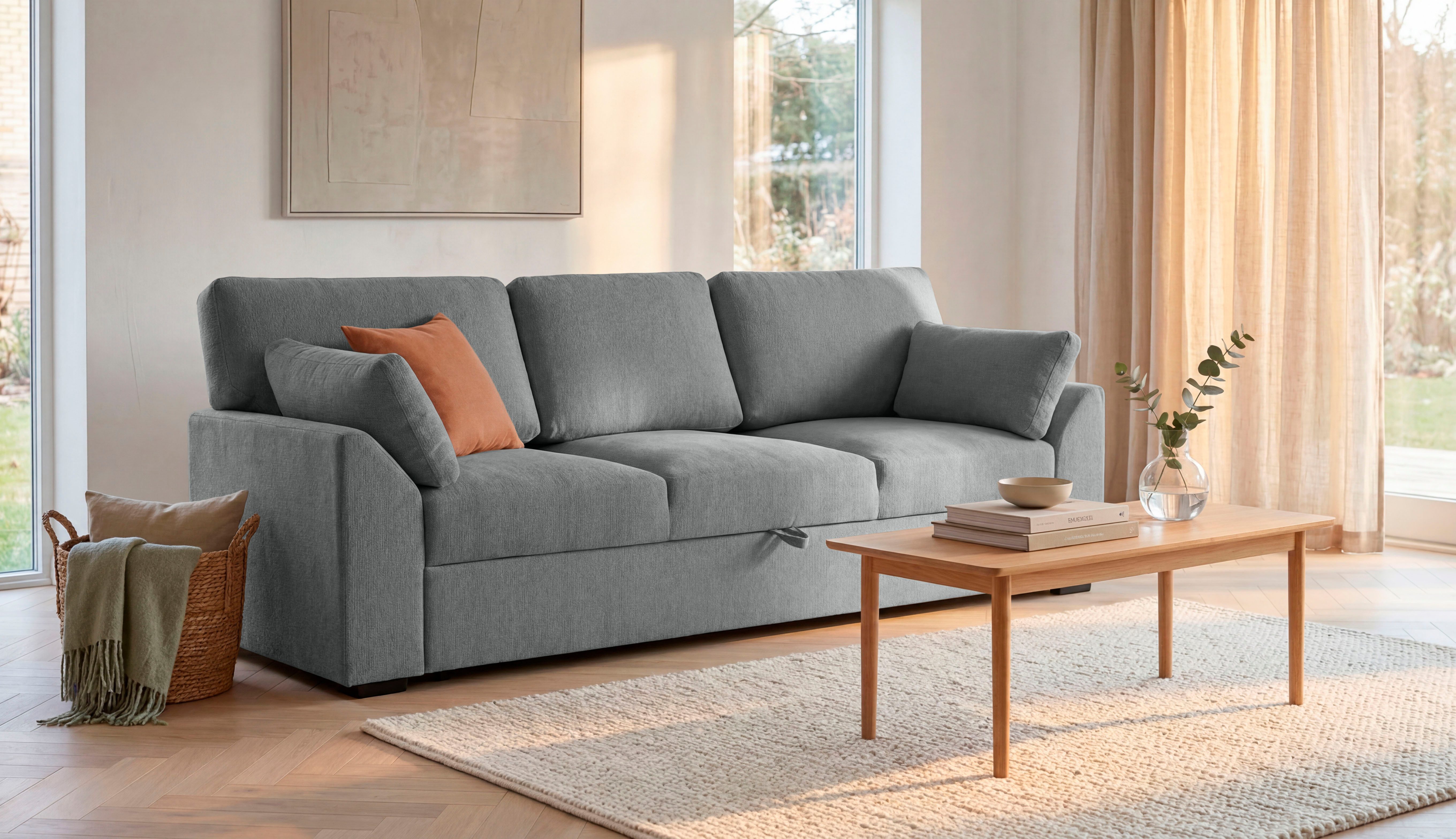 Home affaire 3-Sitzer Citry, Breite 233 cm, Chenille, mit Bettfunktion, Liegefläche 144x190 cm