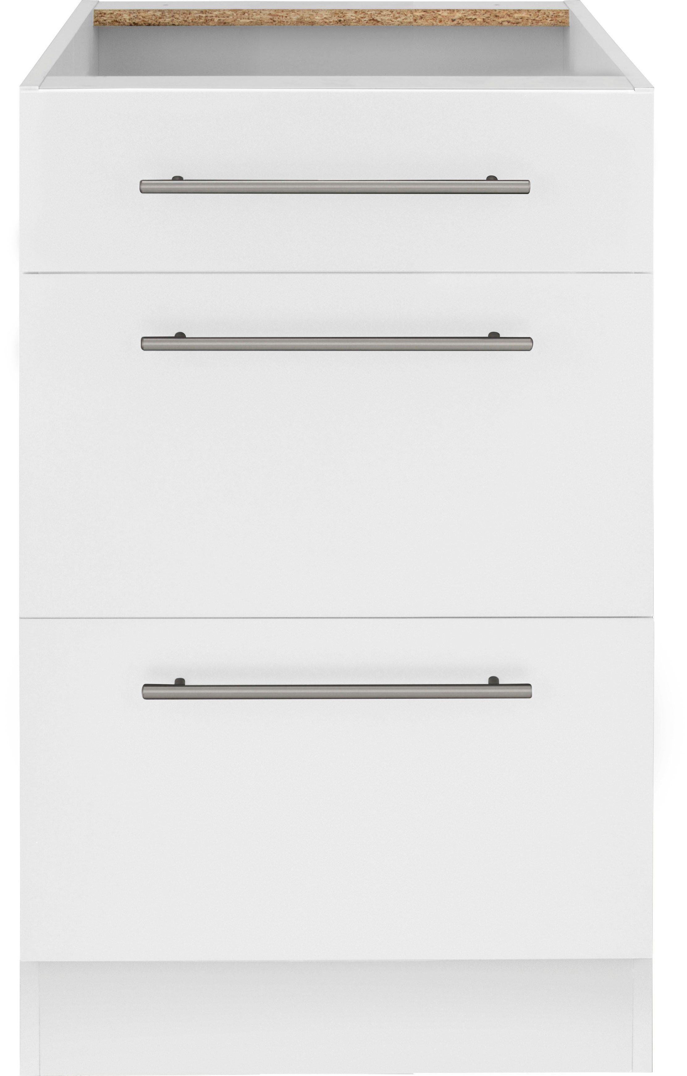 wiho Küchen Unterschrank Unna 50 cm breit, mit 2 großen Auszügen, ohne Arbeitsplatte