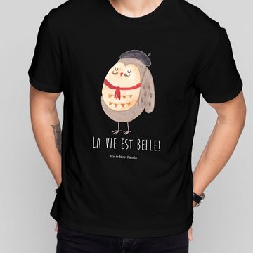 Mr. & Mrs. Panda T-Shirt Eule Französisch - Schwarz - Geschenk, Lustiges T-Shirt, Schlafshirt, (1-tlg)