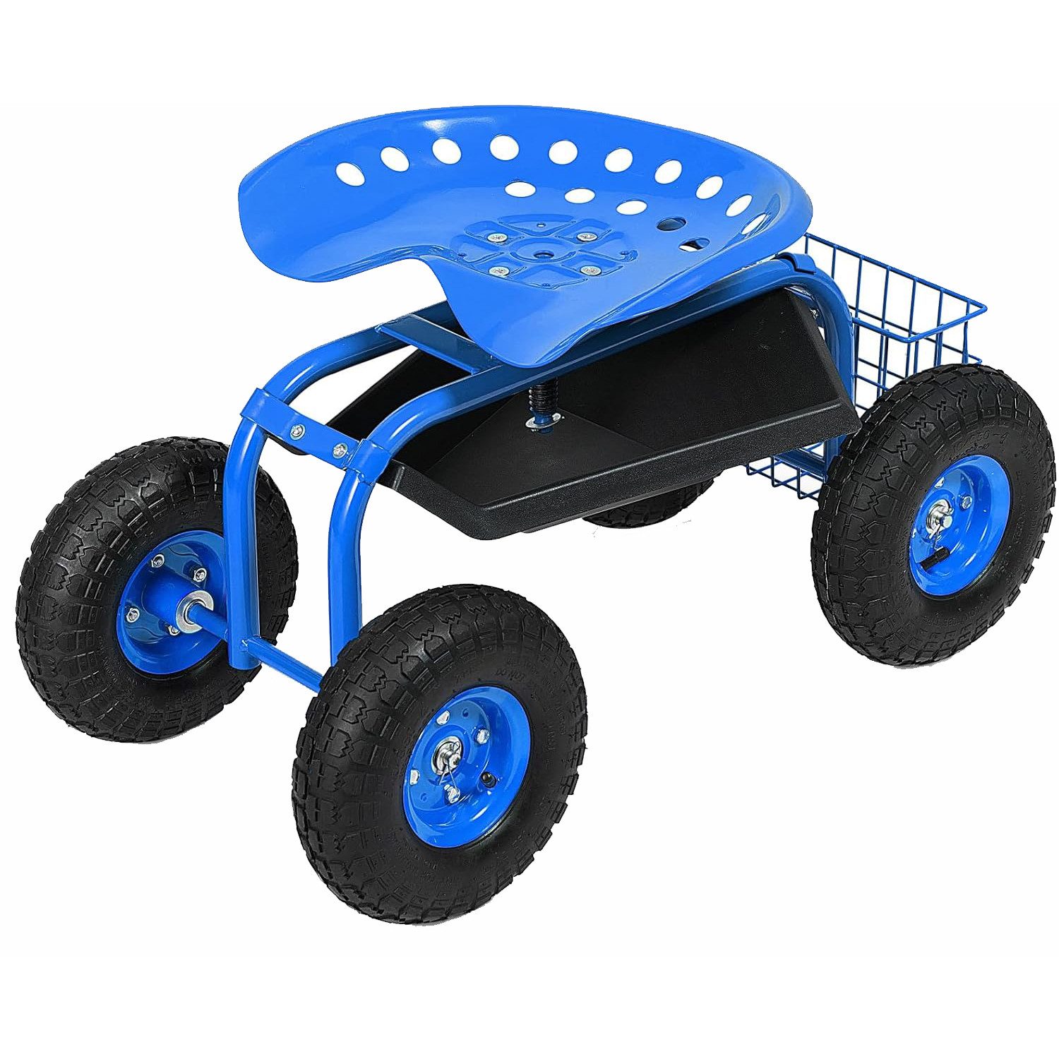 KOMFOTTEU Rollsitz, 360° drehbarer Gartensitz, höhenverstellbar 46-53 cm, bis 130kg
