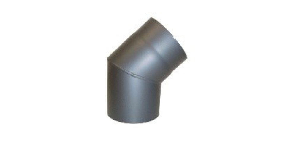 Kamino Flam Ofenrohr Bogenknie 45° Senotherm® Gussgrau 2mm ohne Tür 150mm