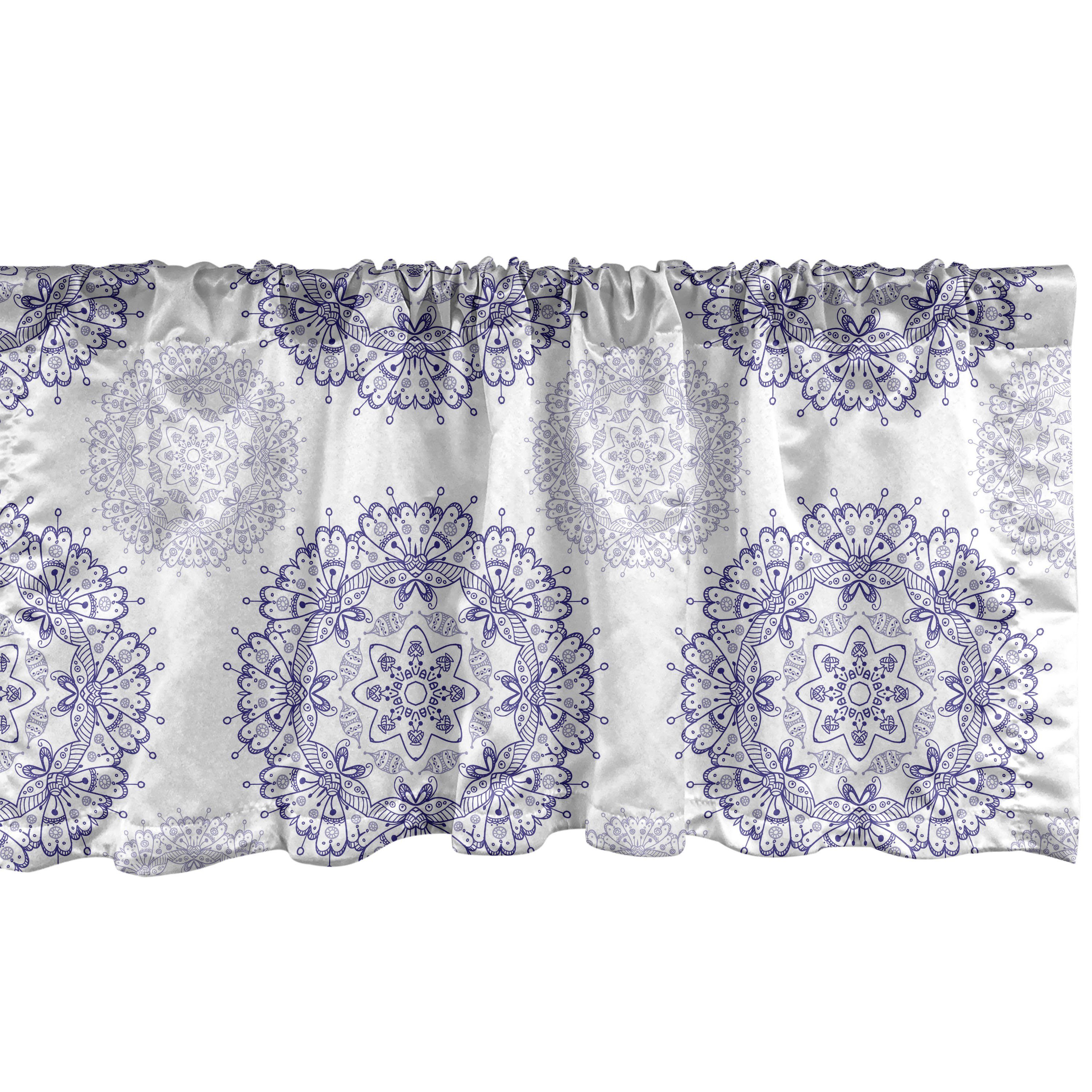 Scheibengardine Vorhang Volant für Küche Schlafzimmer Dekor mit Stangentasche, Abakuhaus, Microfaser, Orientalisch Floral Mandala mit Herzen