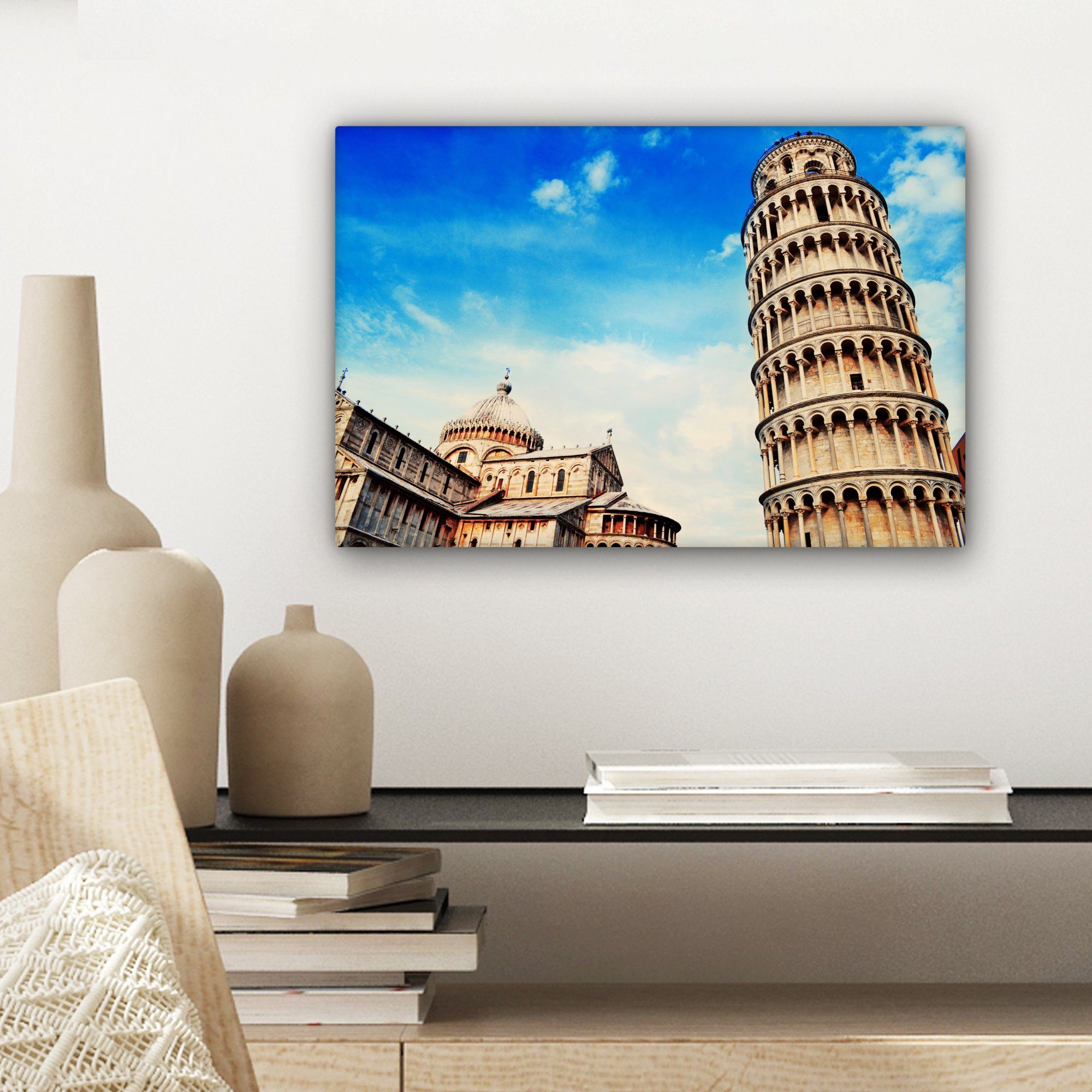 Italien von - Aufhängefertig, Europa, - Wanddeko, (1 Leinwandbild St), 30x20 Pisa Wandbild Turm OneMillionCanvasses® Leinwandbilder, cm