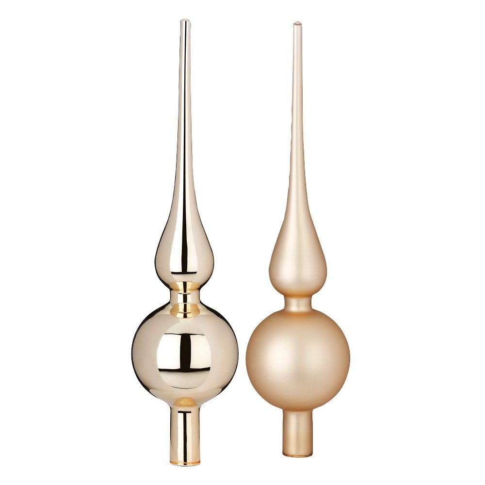 MAGIC by Inge Christbaumspitze, Christbaumspitze Glas 28cm 1 Stück matt / glanz sortiert - Brokatgold