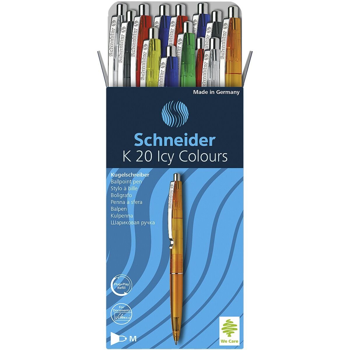 Schneider Kugelschreiber K20 Icy Colours 1320, (Großpack, 20-tlg), Strichstärke: 0,5 mm (M), dokumentenecht