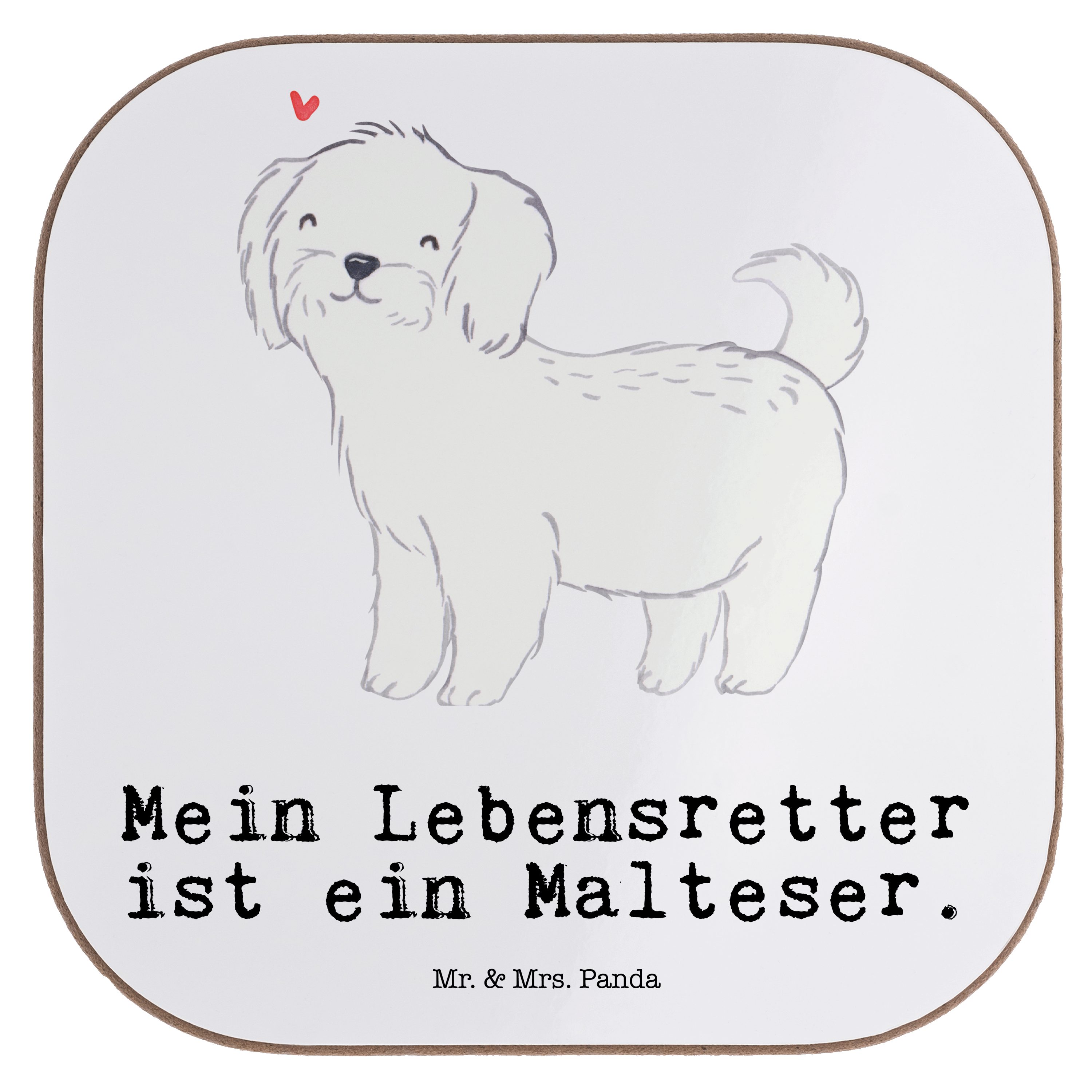 Mr. & Mrs. Panda Getränkeuntersetzer Malteser Lebensretter - Weiß - Geschenk, Schenken, Glasuntersetzer, R, 1-tlg.