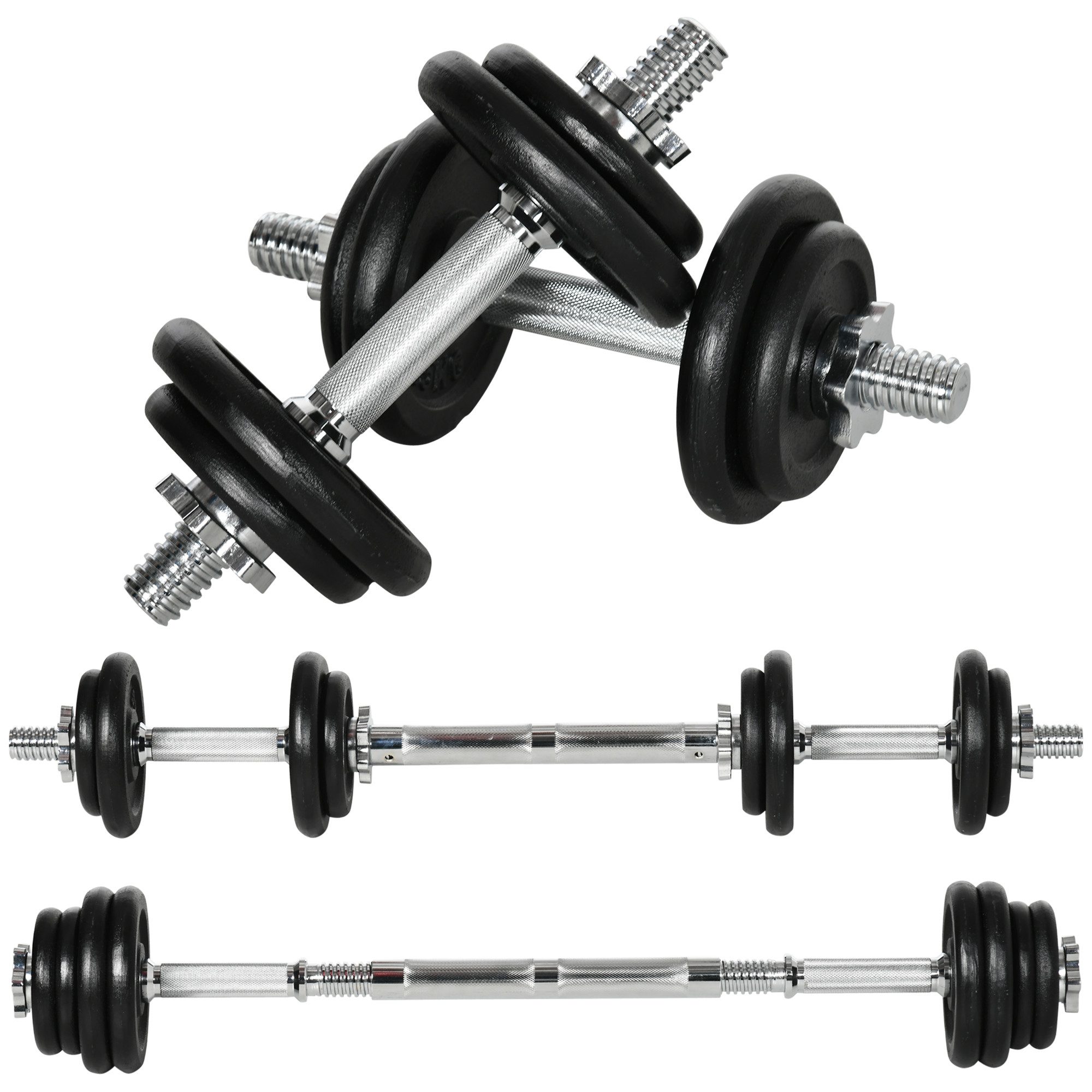Hantel-Set 2 in 1 Hantelnset verstellbares Dumbbellset 20 KG Kurzhantel