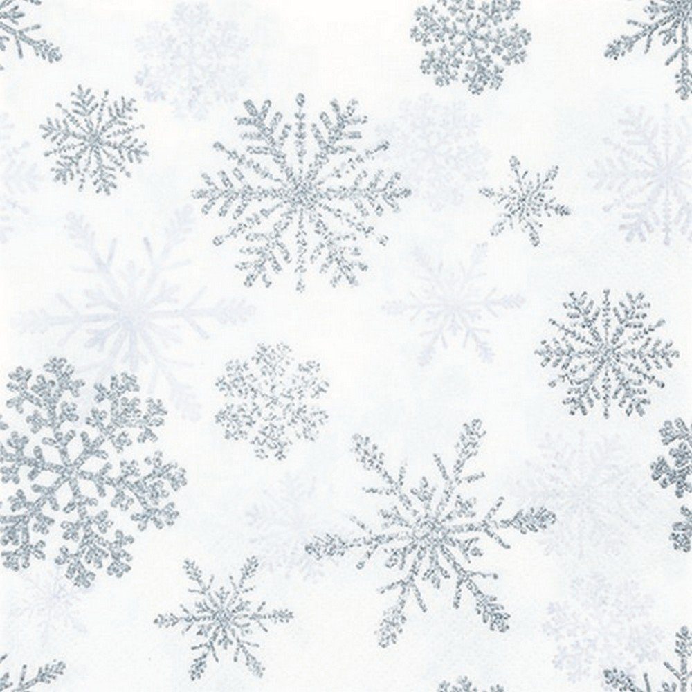HOME FASHION Papierserviette 20 Servietten Snow Crystals silver - Schneekristalle silber 33x33cm, (20 St)