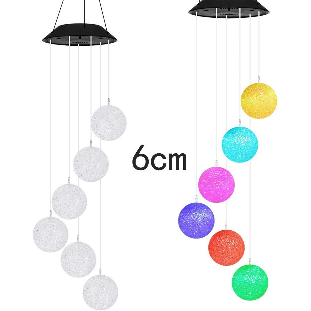 Solar LED Windspiel Gontence (1 Garten Bruchglas Balkon Kugeln St) Solarleuchte Windspiel LED Optik Farbwechsel, 6