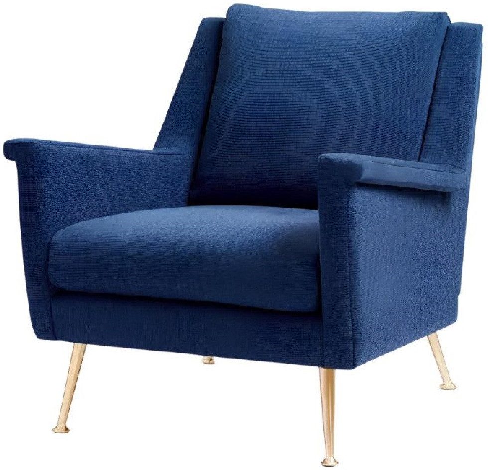 Loungesessel Einzelsofa in luxuriösem blauem Design aus Stoff für Fernsehabende