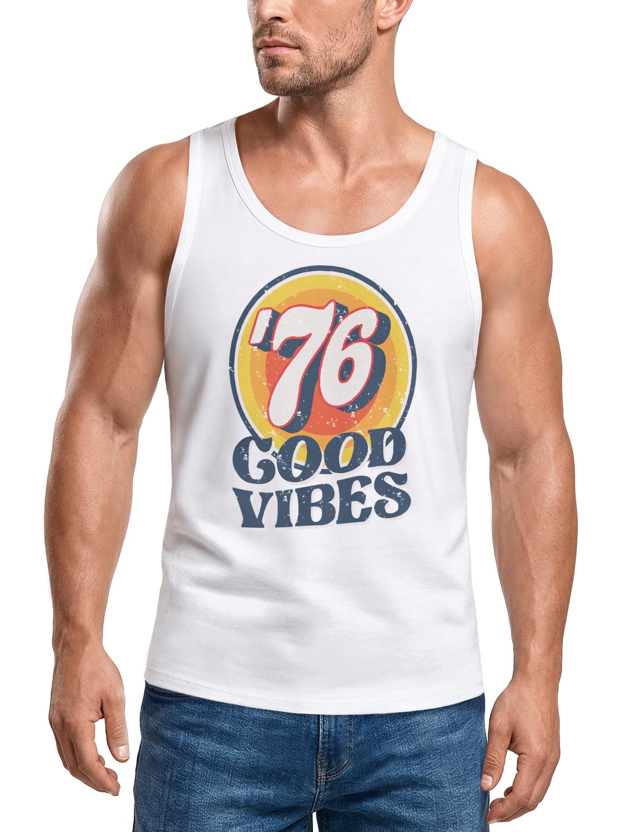 Neverless Tanktop Herren Tank-Top Sommer Good Vibes 70er Jahre Retro Print Hippie Style mit Print