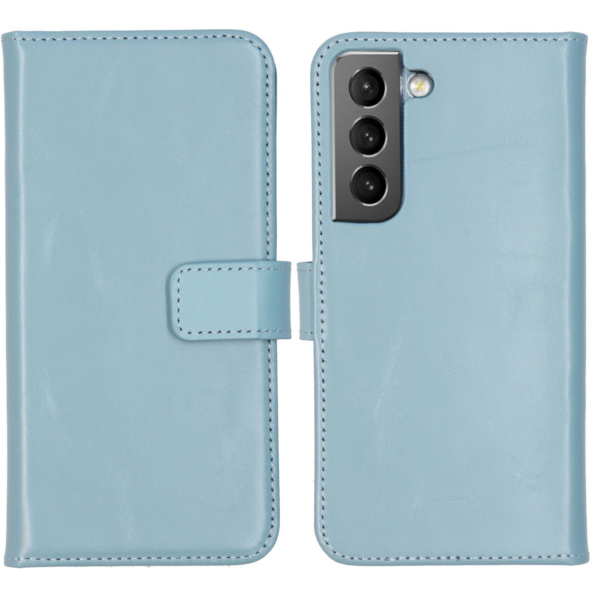 Selencia Smartphone-Mappe Selencia Echtleder Klapphülle Samsung Galaxy S22 - Air Blue