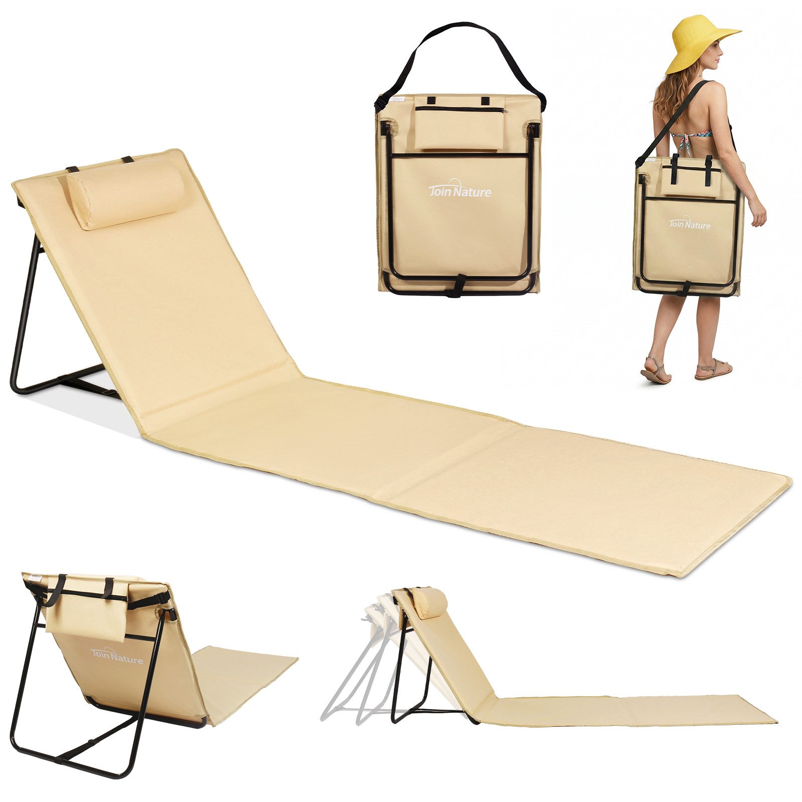 HOMECALL Strandtuch Strandmatte Liegestuhl Strandliege klappbar leicht, (61 cm, 1-St), Schnell Trocknet verstellbarer