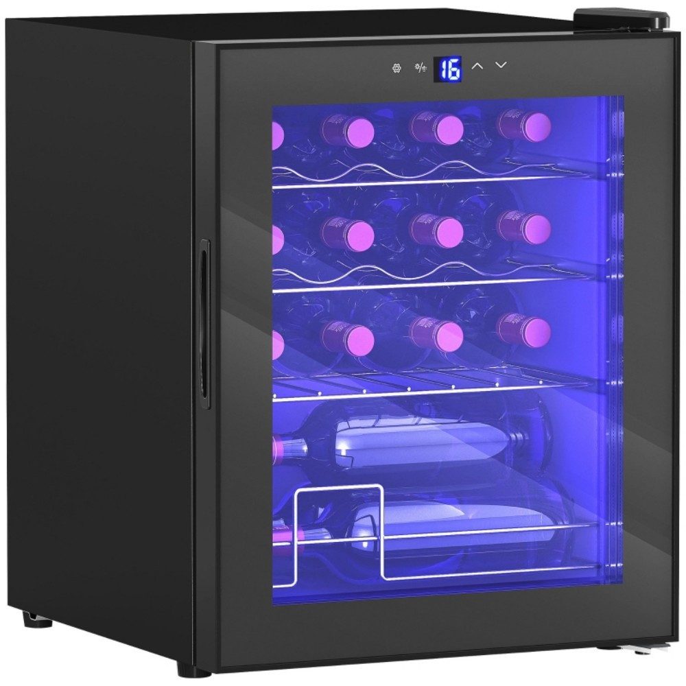 kowdom Weinkühlschrank Weinkühlschrank 16 Flaschen 42L Kompressor 5-18°C leise, für 16 Standardflaschen á 0,75l,Kompressor, Glastür, LED-Beleuchtung, Touchscreen