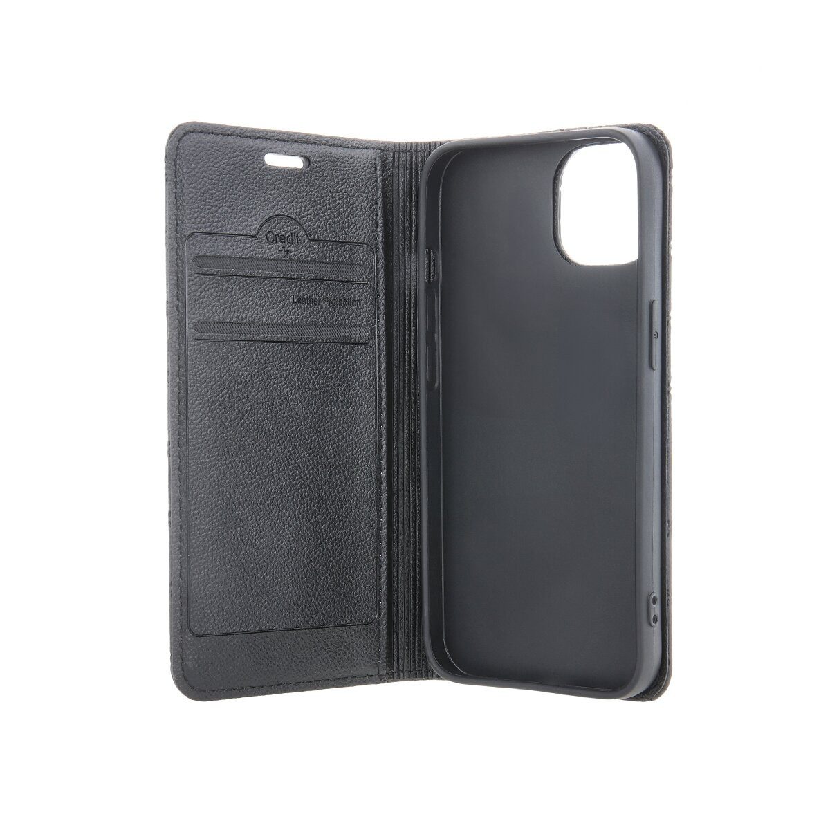 COFI 1453 Handyhülle Smart Caro kompatibel mit Apple iPhone 17 Schwarz Wallet Karomuster 6,3, Karomuster mit Kartenfach und Standfunktion