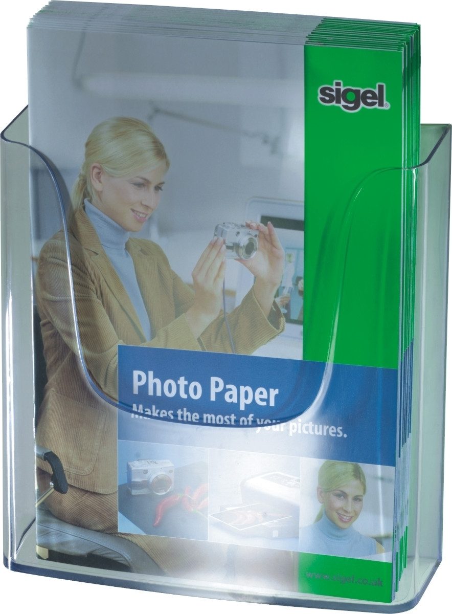 Stehsammler Wand-Prospekthalter A4 mit 1 Fach glasklar incl. Schrauben und Dübel V