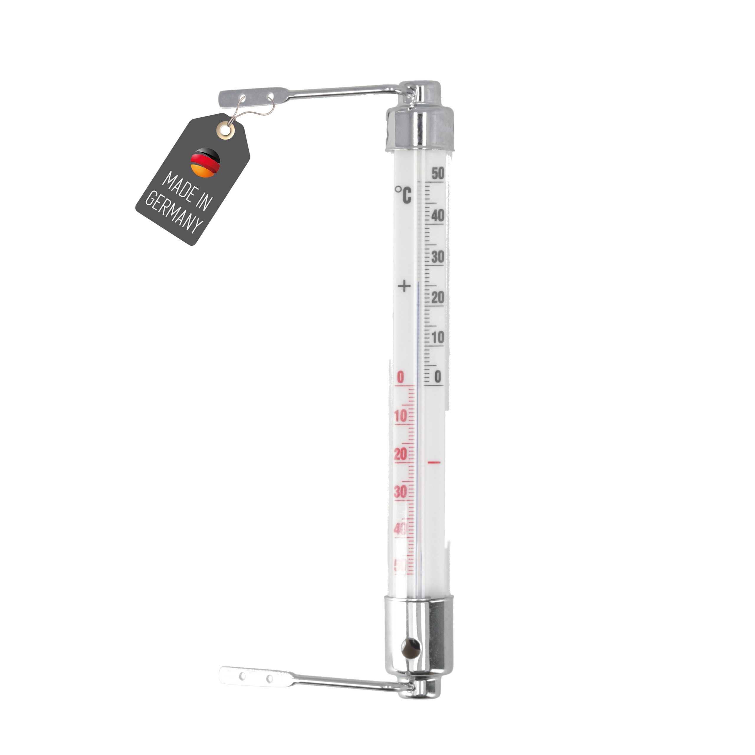 Lantelme Fensterthermometer Wiener Metall Thermometer Analog Außen Fenster Garten Außenthermometer, Temperatur Analog -50 bis 50°C, Außenthermometer, 20cm Lang Gartenthermometer, Deutsche Herstellung
