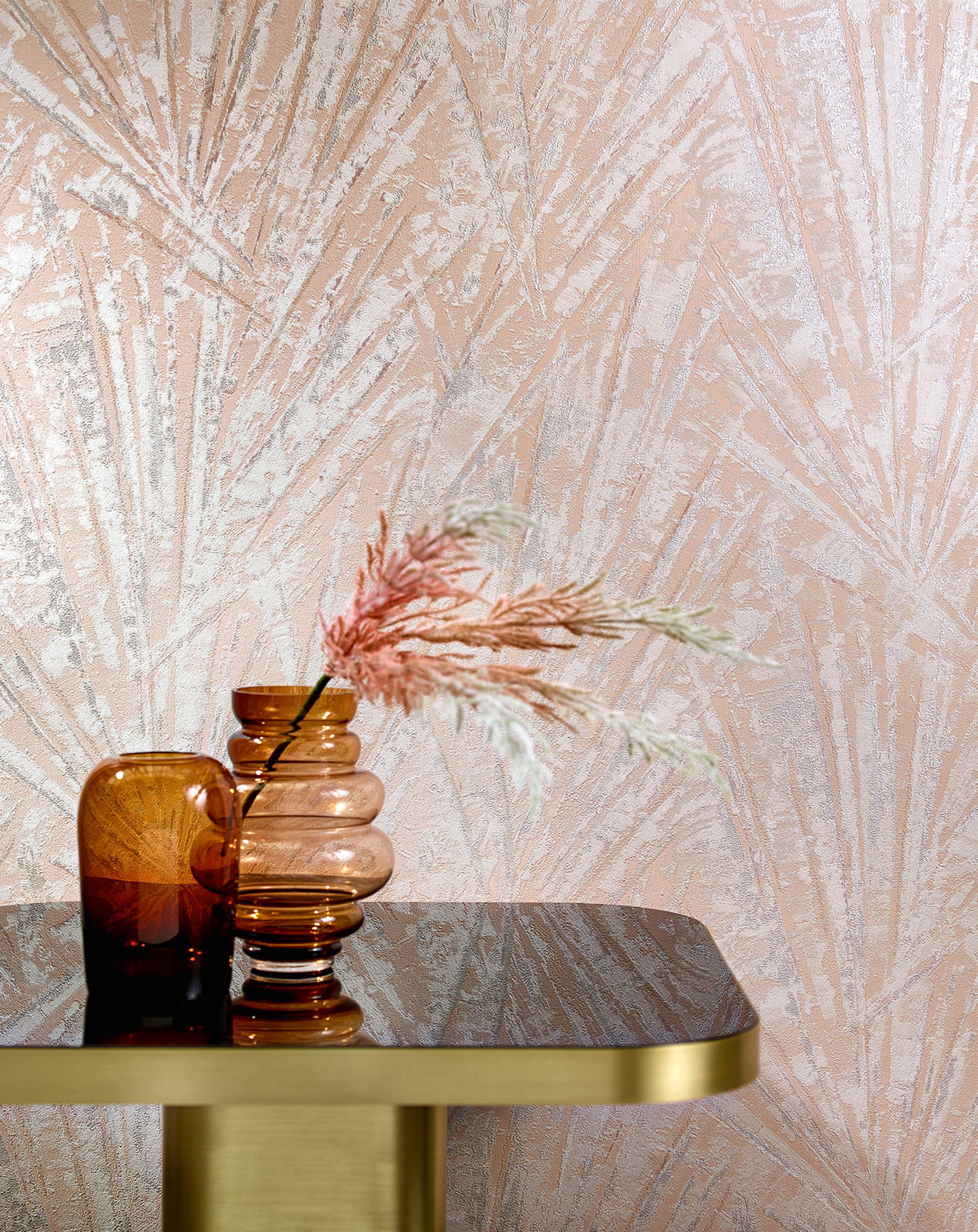 Marburg Vliestapete Palm, geprägt, Kunst Wohnzimmer lachs Schlafzimmer Küche moderne für Vliestapete