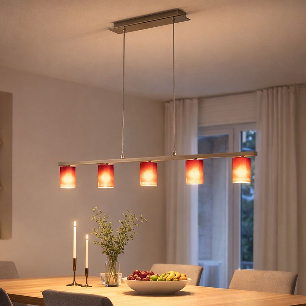 EGLO Hängeleuchte, Leuchtmittel nicht inklusive, Hänge Leuchte Glas rot Chrom Diele Wohnzimmer G9 Beleuchtung