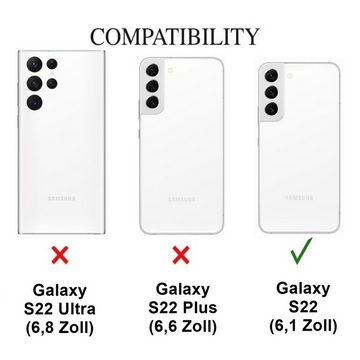 CoverKingz Handyhülle Hülle für Samsung Galaxy S22 5G Handyhülle Flip Case Cover Etui 15,2 cm (6 Zoll), Klapphülle Schutzhülle mit Kartenfach Schutztasche Motiv Mandala