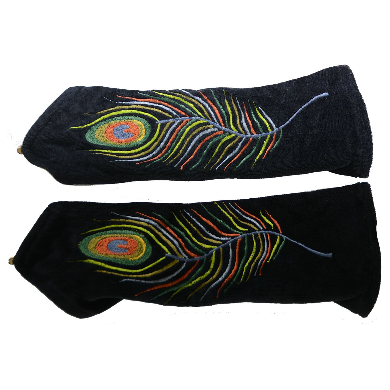 KUNST UND MAGIE Armstulpen Kunst&Magie Samt Armstulpen Handwärmer "Pfauenfeder" Handschuhe