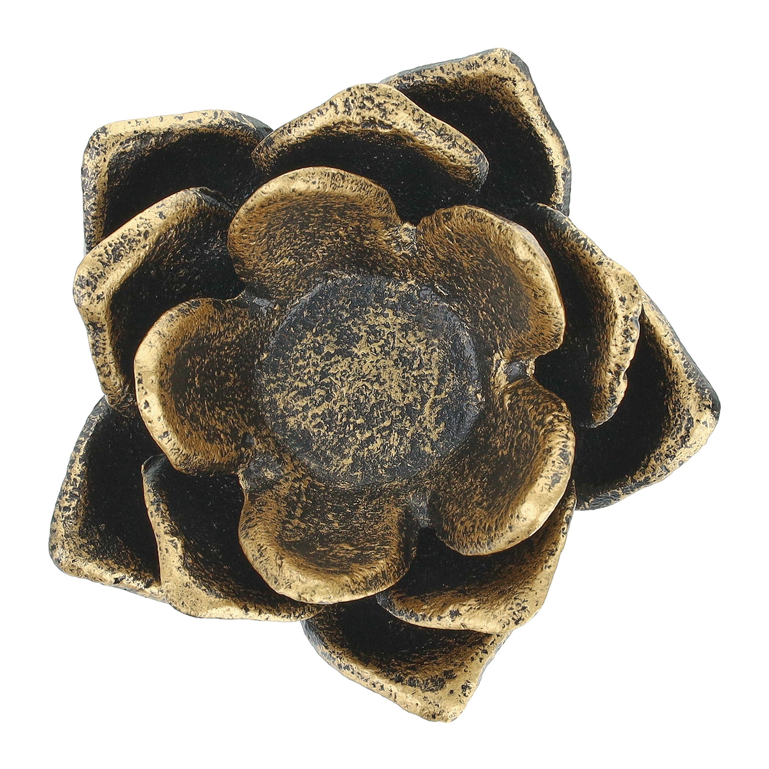 relaxdays Teelichthalter 2er Schwarz Set Gold Bronze Lotusform, in Teelichthalter