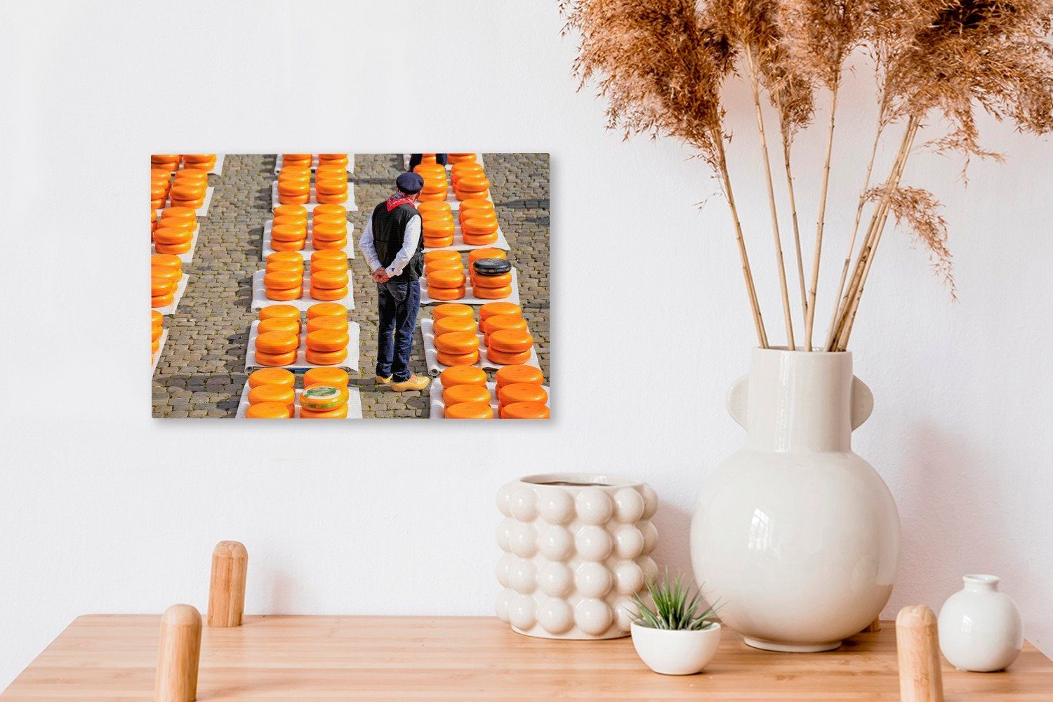 OneMillionCanvasses® Leinwandbild Gouda - Leinwandbilder, Aufhängefertig, Markt, 30x20 St), Wandbild cm Käse (1 Wanddeko, 