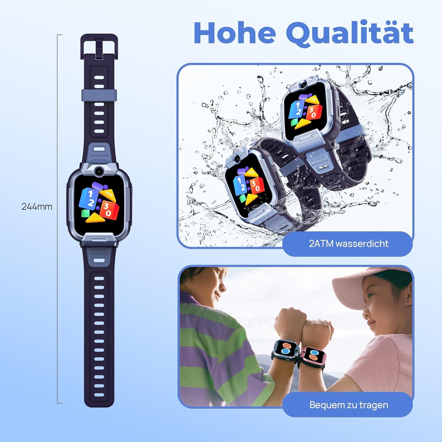Mibro Mibro Z5 Smartwatch (4,9 cm, sim karte), Smarte Kinderuhr mit HD-Touchscreen, Dualkamera