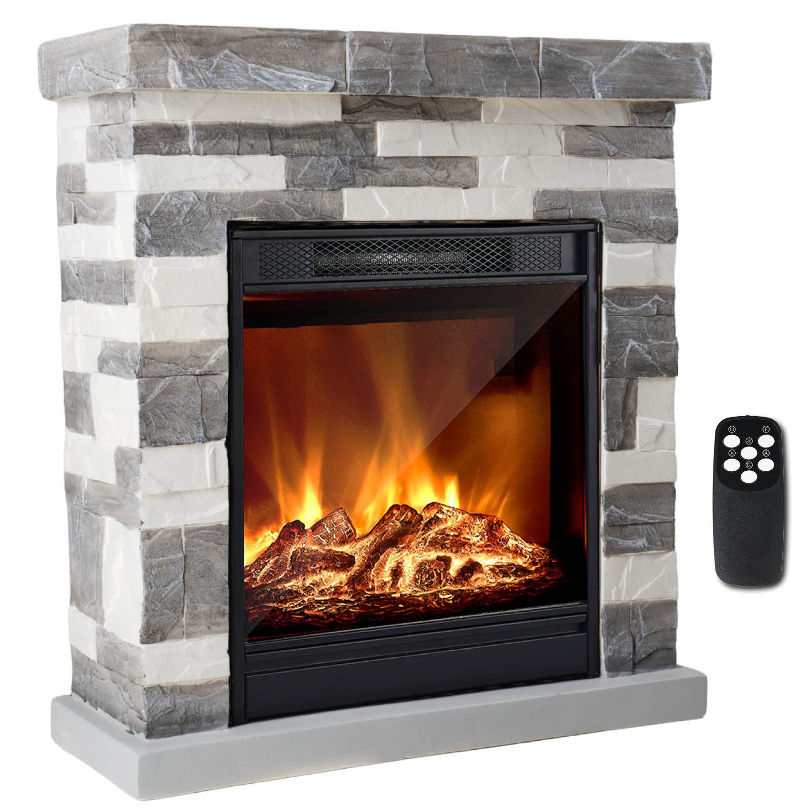 AMBINESS Elektrokamin 2 Heizstufen, 900W - 2000W, LED - 3D Flammeneffekt mit Farbwechsel