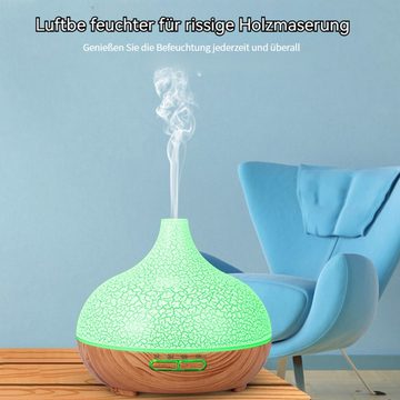 Kpaloft Diffuser Aroma Ultraschall-Vergeber, Diffusor, 7 Farben Wechsel, 400ml, Wassertank, Holzdesign, Duftspender, für Schlafzimmer, Büro, Yoga, Spa