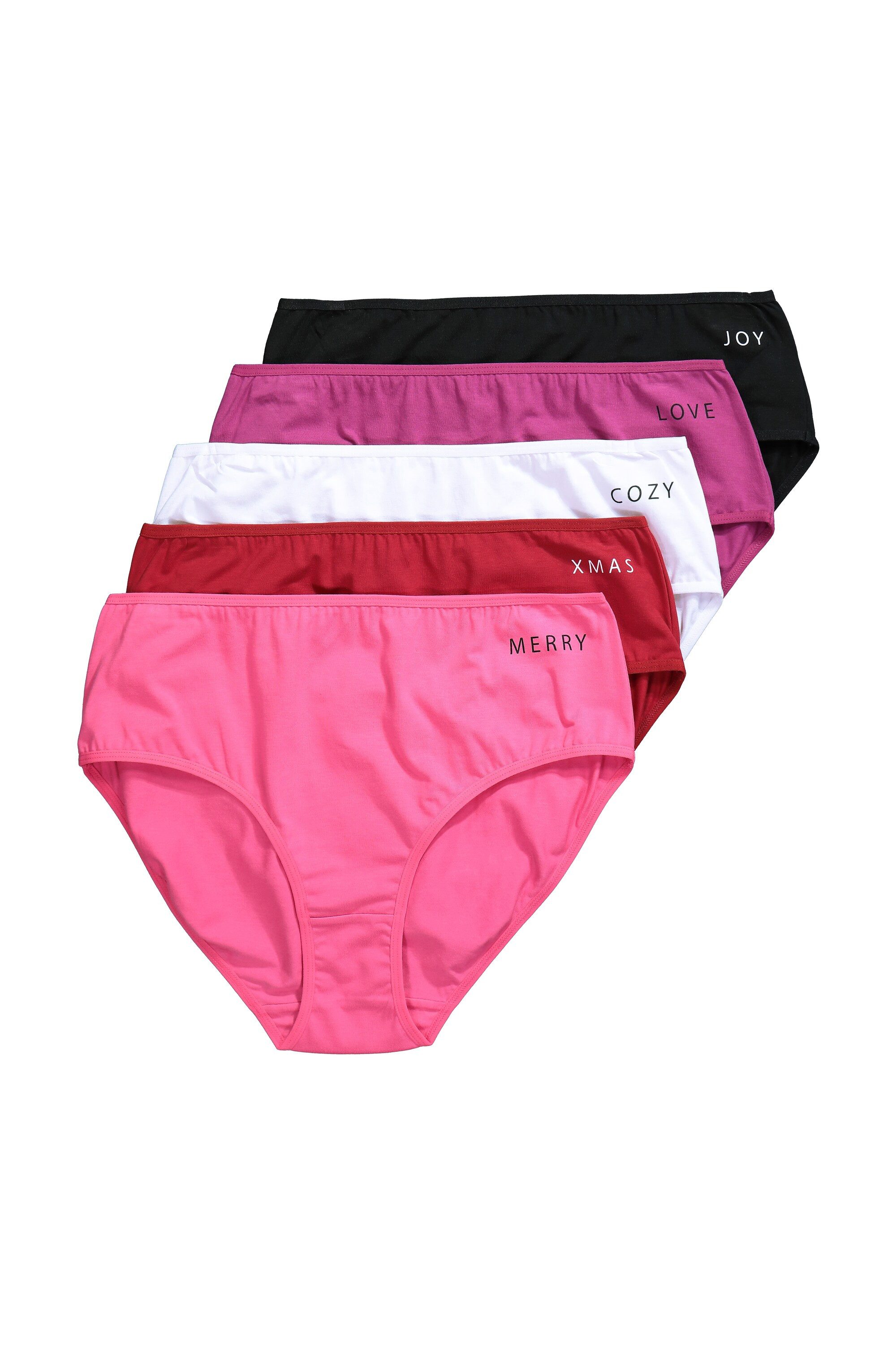 Ulla Popken Midislip Midislips 5er-Pack kleiner Schriftzug