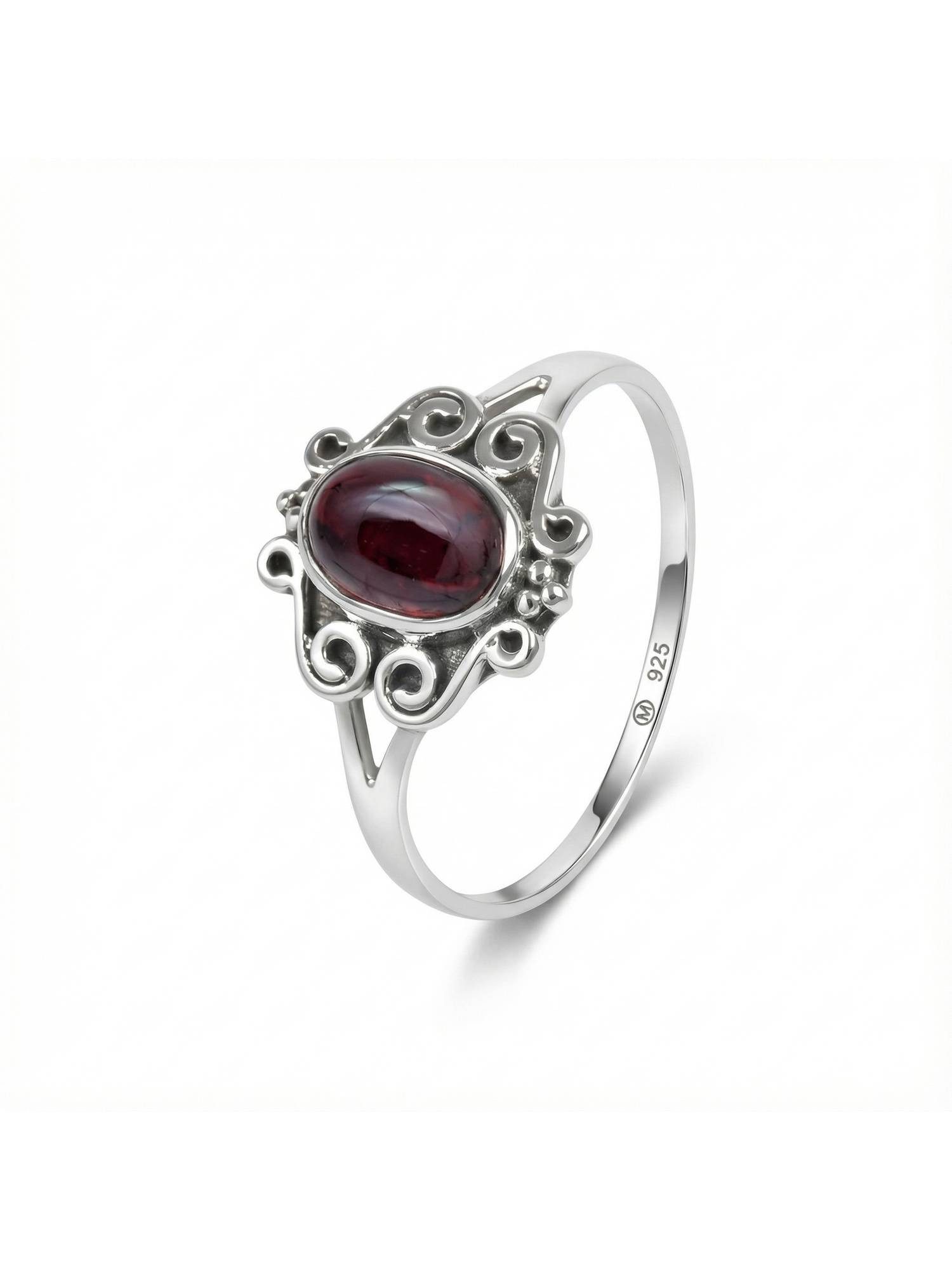 Silberring TIRU aus 925 Silber mit Granat