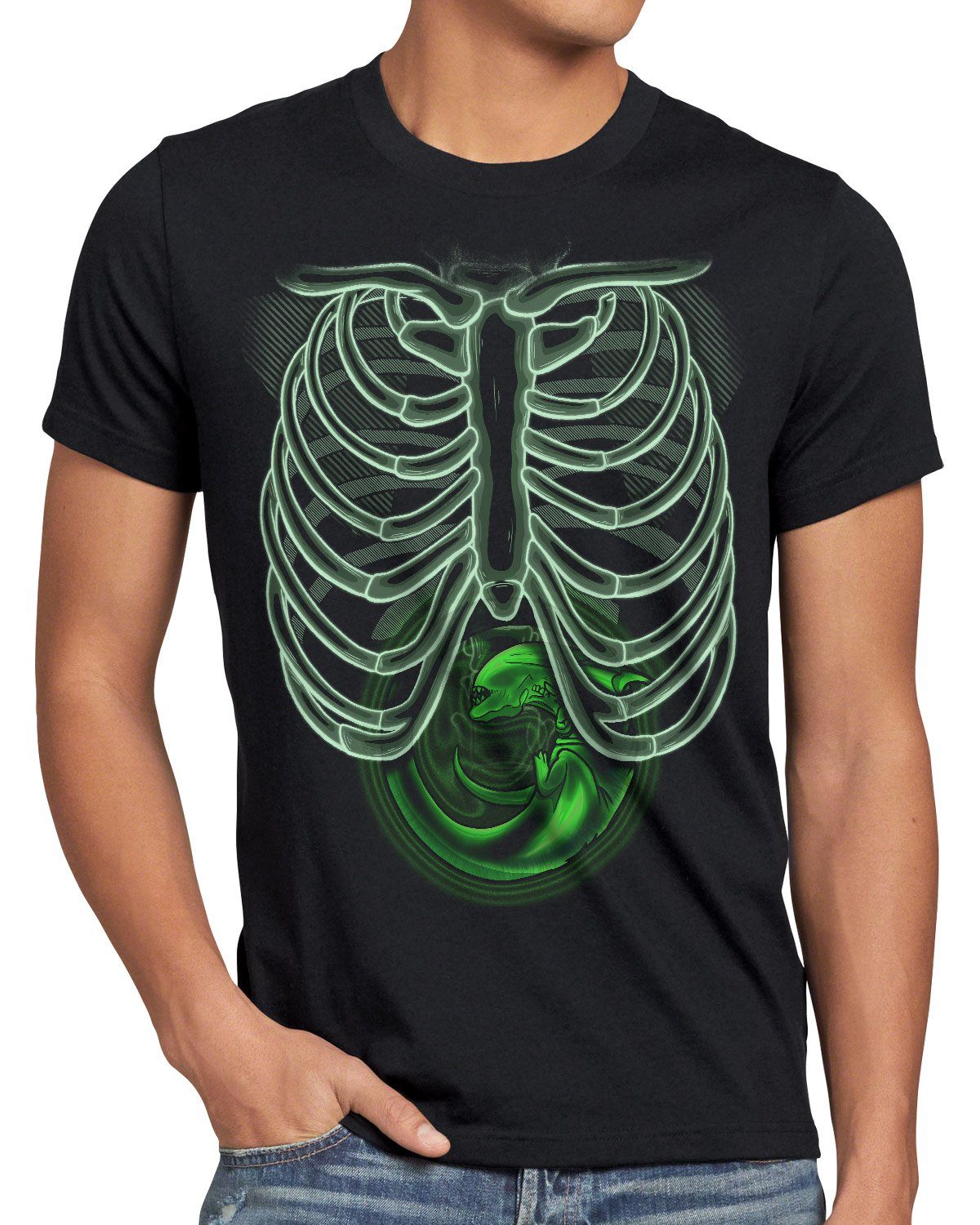 style3 Print-Shirt Herren T-Shirt X-Ray Xenomorph alien röntgen