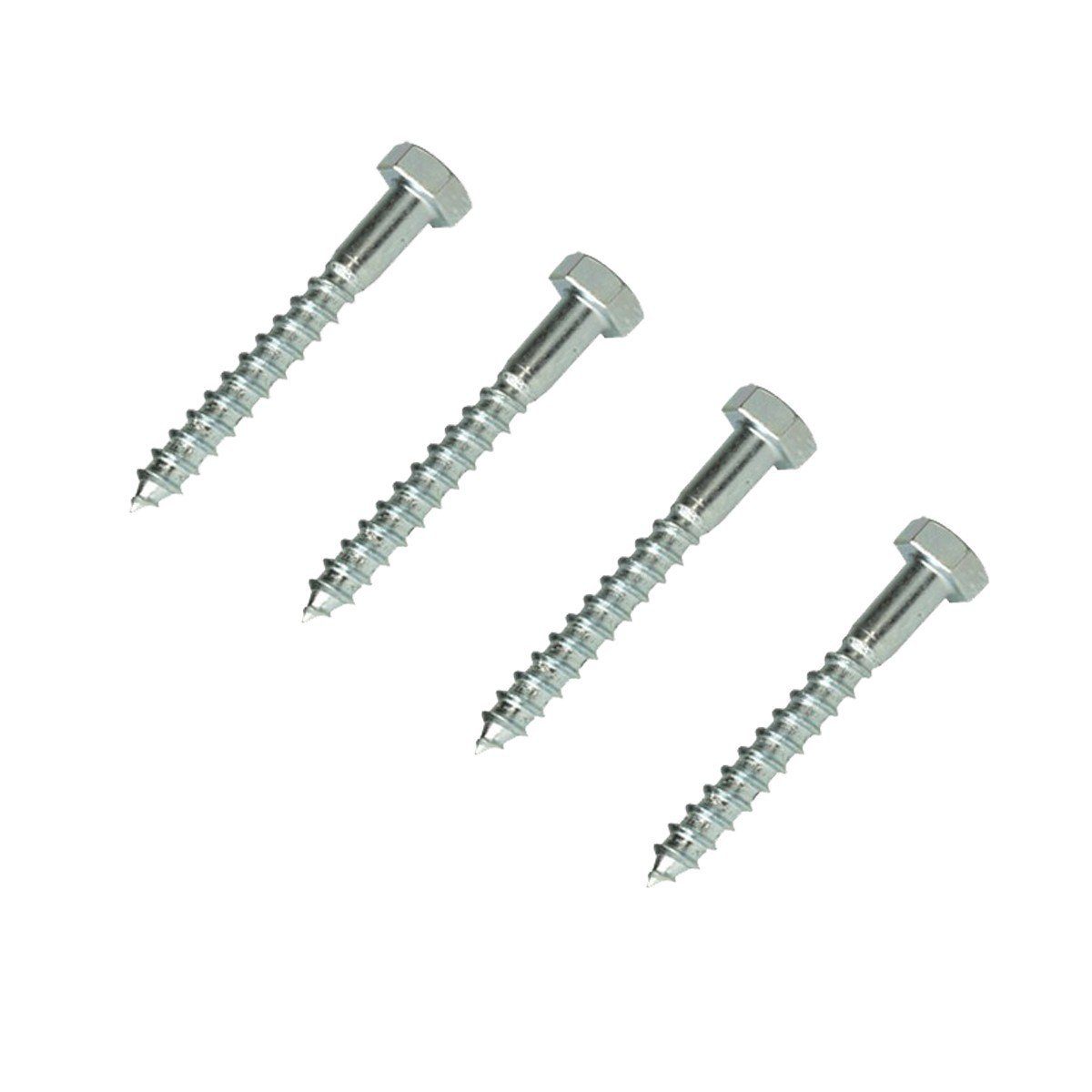 Schrauben- und Dübel-Set Holzschraubenset 4x 10x60mm Stahl verzinkt Sechskant Schraubensatz