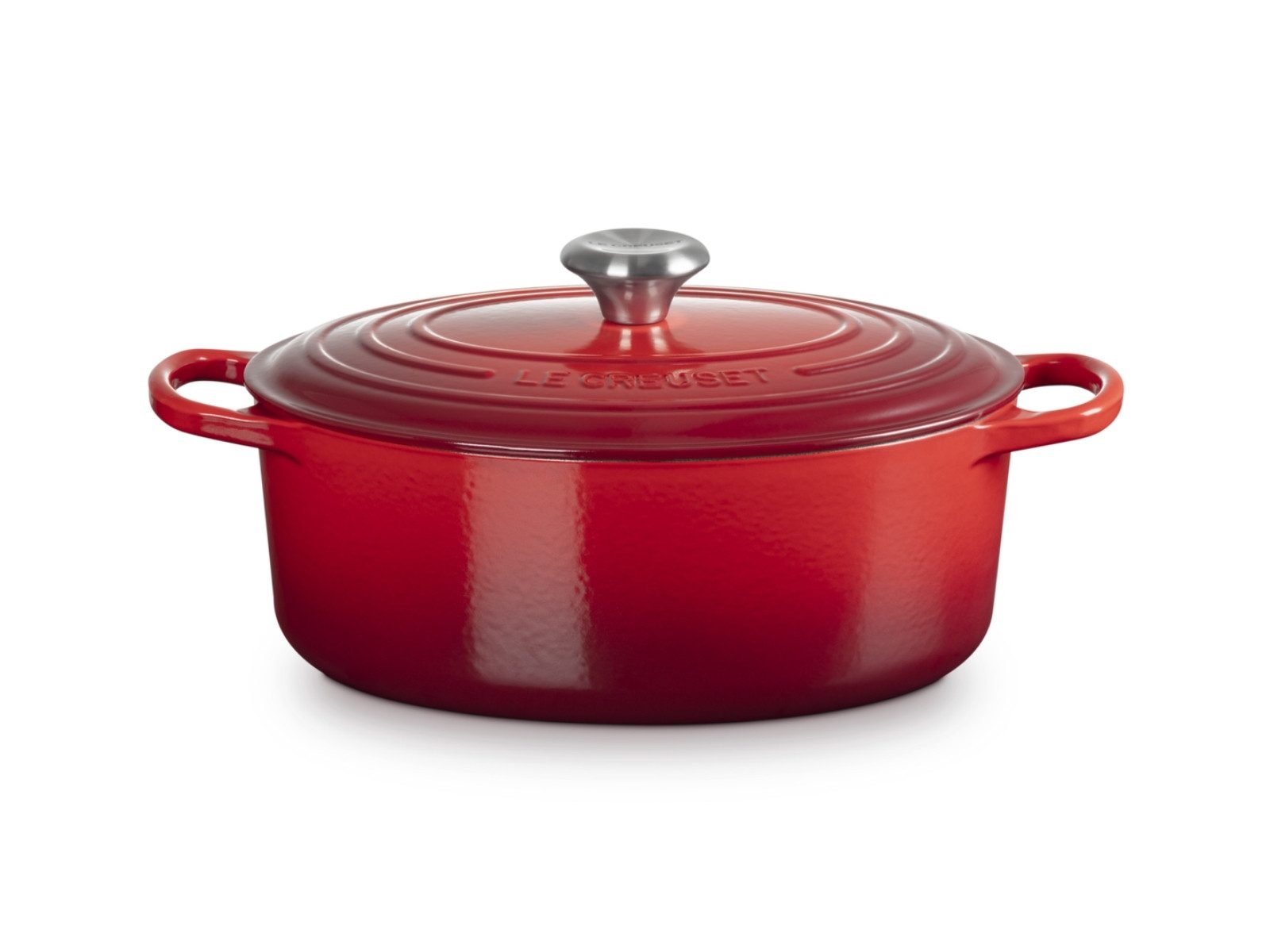 LE CREUSET Bräter Bräter Signature oval kirschrot 29cm, Emailliertes Gusseisen
