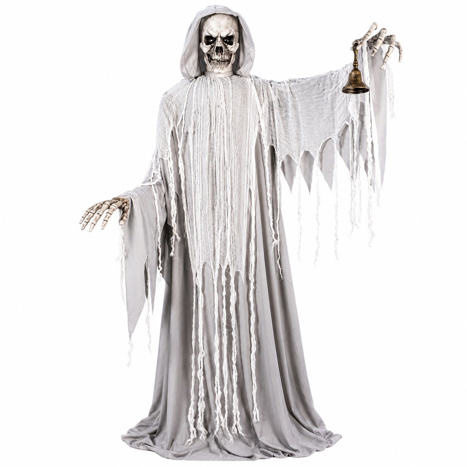 Funny Fashion Dekoobjekt Halloween Standfigur 'Geister-Skelett mit Glocke'