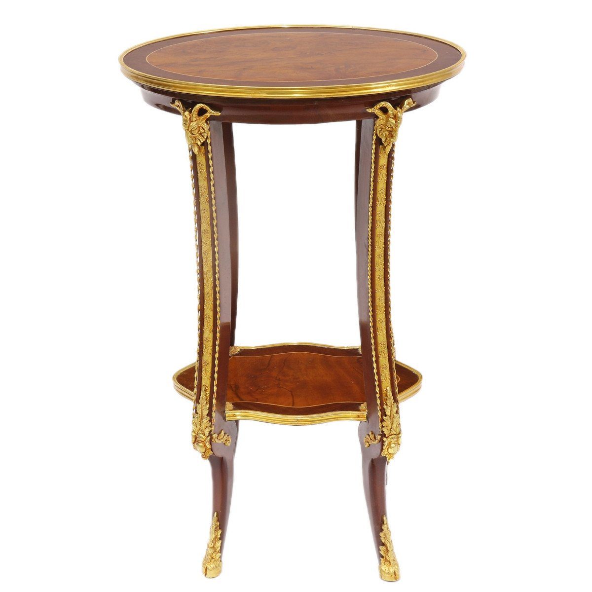 Casa Padrino Beistelltisch Barock Luxus Beistelltisch Mahagoni / Gold H 78 x 44 cm - Beistell Tisch Möbel Louis XIV