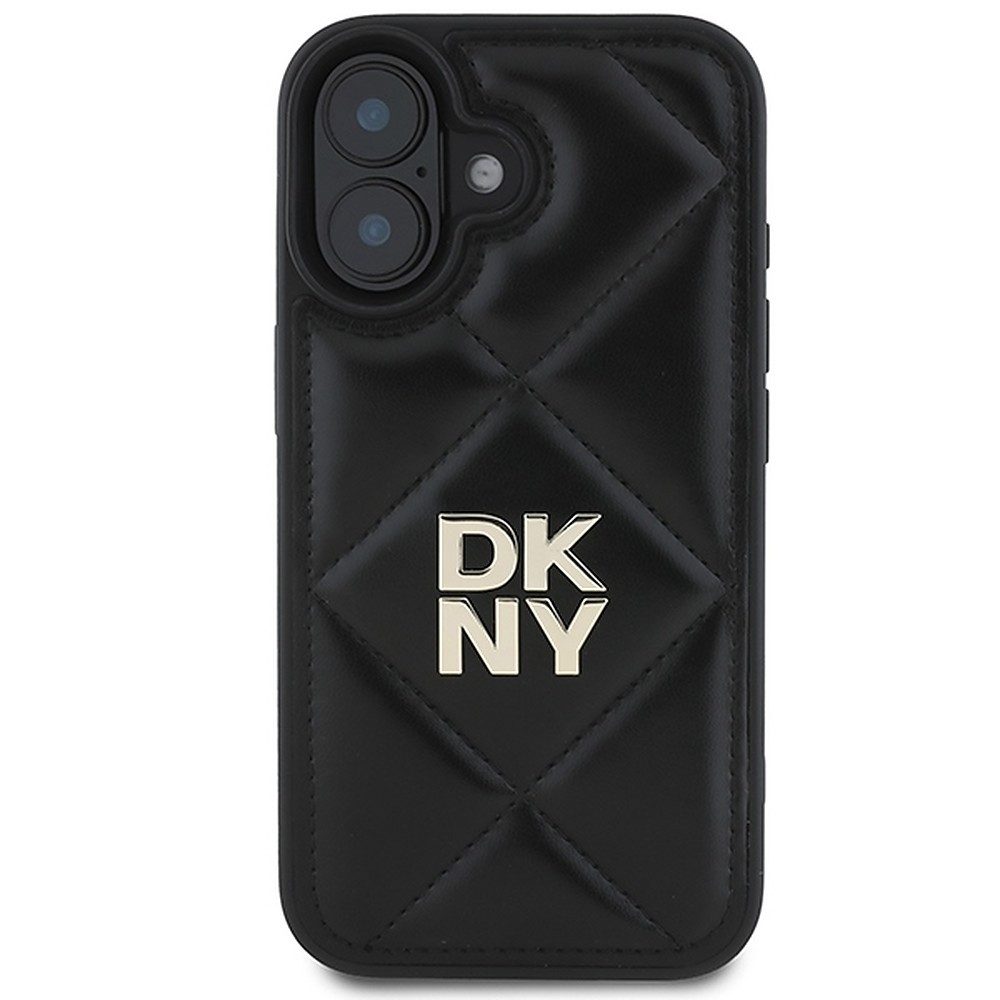 DKNY Handyhülle Schutzhülle Smartphonehülle Steppoptik 6,1 Zoll, Steppoptik, goldfarbenes Logo, Hartschale