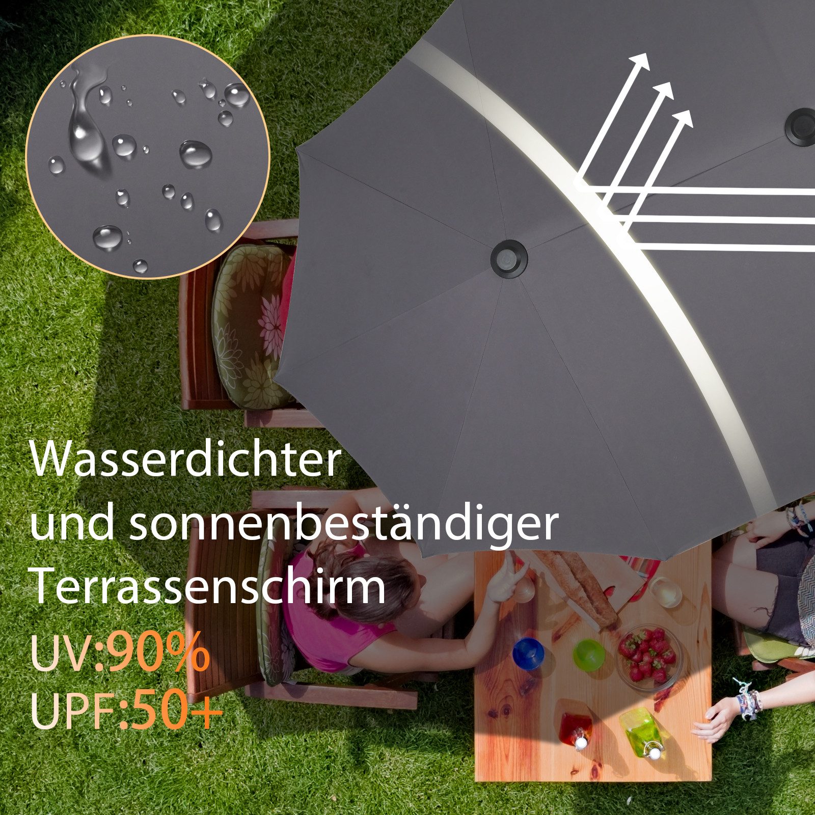 Puluomis Sonnenschirm Balkonschirm ohne Ständer Strandschirm günstig online kaufen