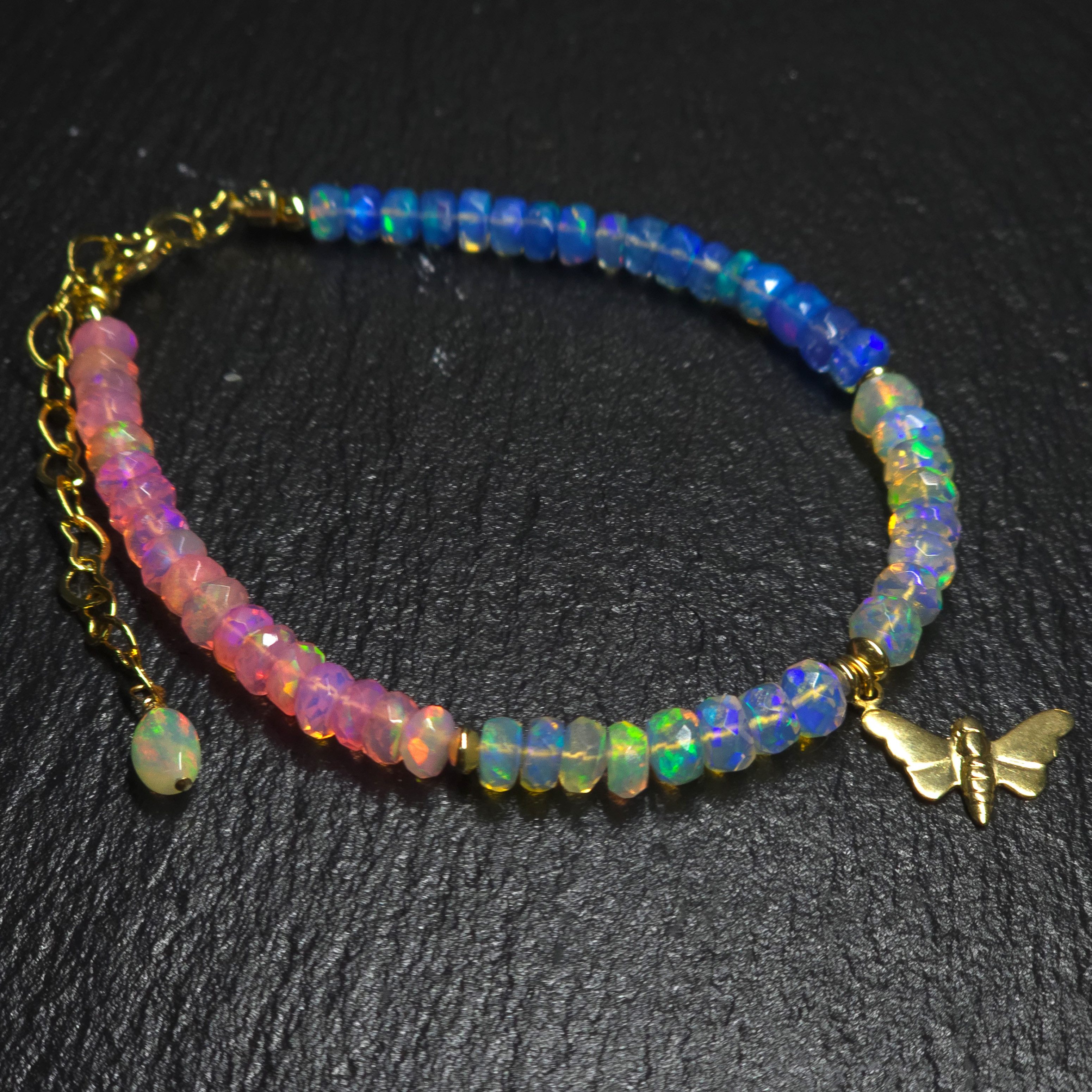 GOLDEN Armband Ethiopisches Opal Armband 14K Gold Filled Schmetterling Handmade