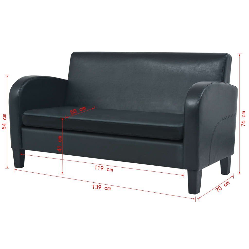 vidaXL Sofa 2-Sitzer-Sofa Kunstleder Schwarz