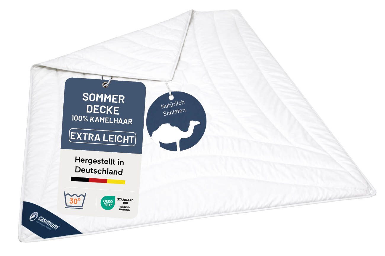 casimum Naturhaarbettdecke LUXUS Kamelhaardecke 135x200, 155x220, 200x200 & weitere Größen, Füllung: 100% Kamelflaumhaar, Bezug: 100 % Baumwolle, Bettdecke 135x200, 155x220 cm für Sommer, Winter, 4 Jahreszeiten