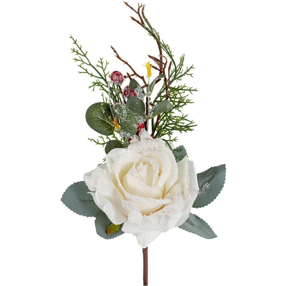 Kunstblume Rosenbouquet beschneit Kunstblume Ø 10x15 cm creme Rose, matches21 HOME & HOBBY, Höhe 35 cm Weiß
