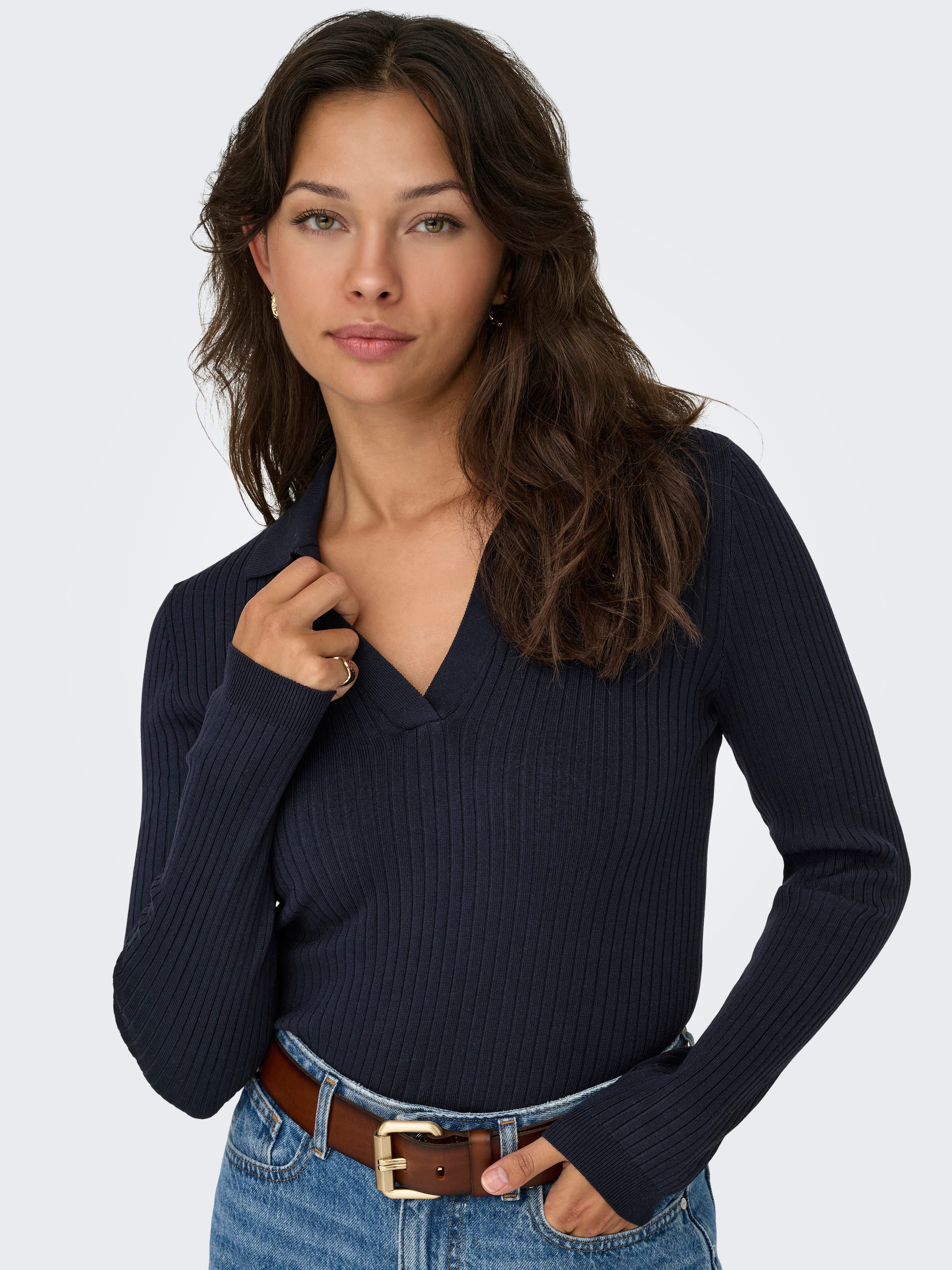 ONLY Polokragenpullover ONLKAYA LS POLO PULLOVER EX KNT Rippstrick günstig online kaufen
